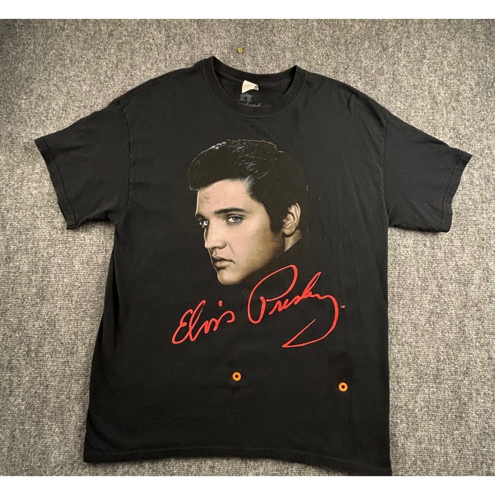 Elvis Presley Graceland Signature Graphic T-Shirt Black Mens Large 2019 King Roc